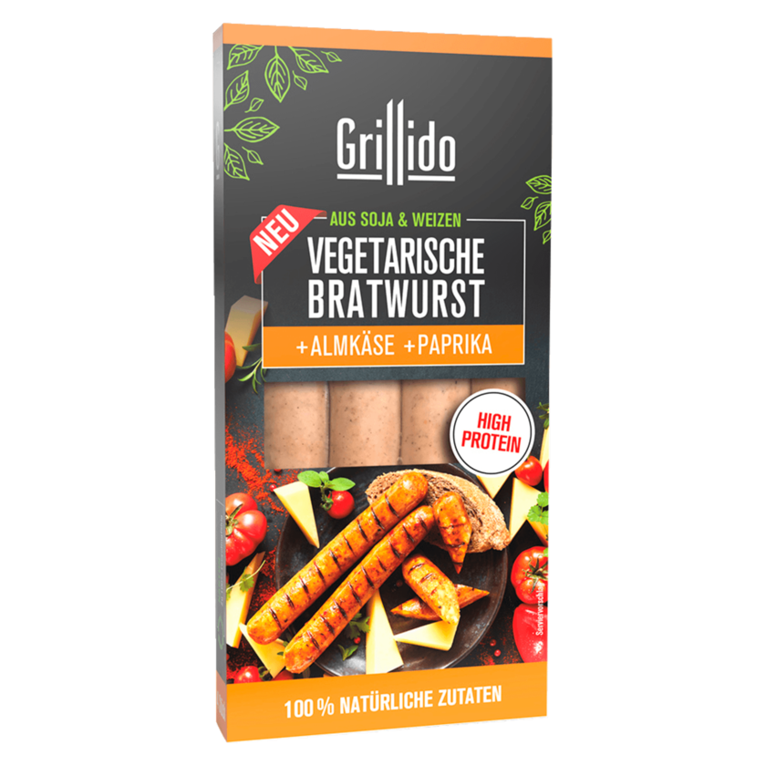 Grillido Bratwurst Almkäse und Paprika vegetarisch 200g